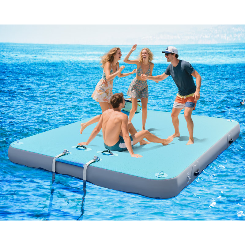 Quai flottant gonflable AMERLIFE, H 5,9 po x l 97 po x P 74 po, Bleu pâle/gris