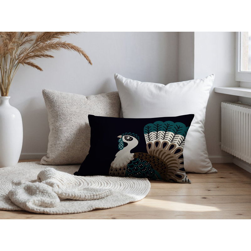 Oreiller rectangulaire réversible intérieur / extérieur Adini, Rectangle H 14 po x l 20 po, Émeraude