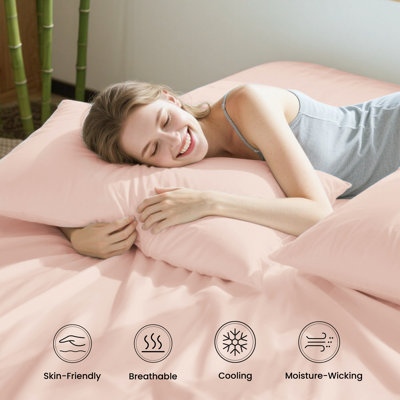 Love's cabin 4 Piece California King Size Sheet Set, 100% Rayon Derived from Bamboo
