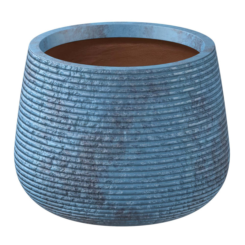 Grand pot à fleurs rond en béton avec trous de drainage (intérieur amélioré), H 13,78 po x l 18,11 po x P 18,11 po