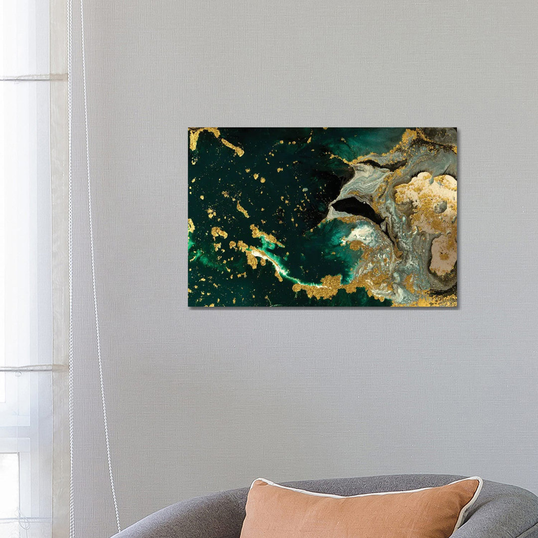 Teal Ocean Marble by EnShape - Wrapped Canvas Print