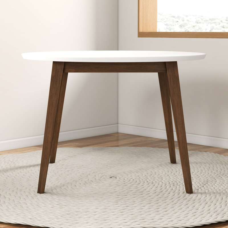 Table de salle à manger en bois massif d'eucalyptus 43,5 po Bannie, Blanc