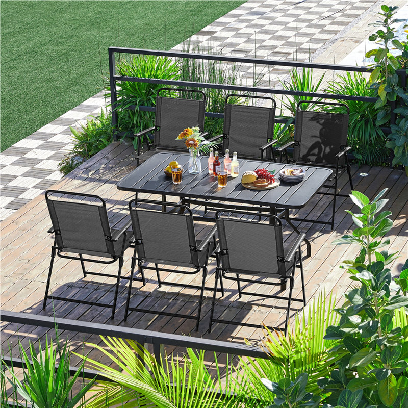 Folding Patio Dining Armchair, Black, 4