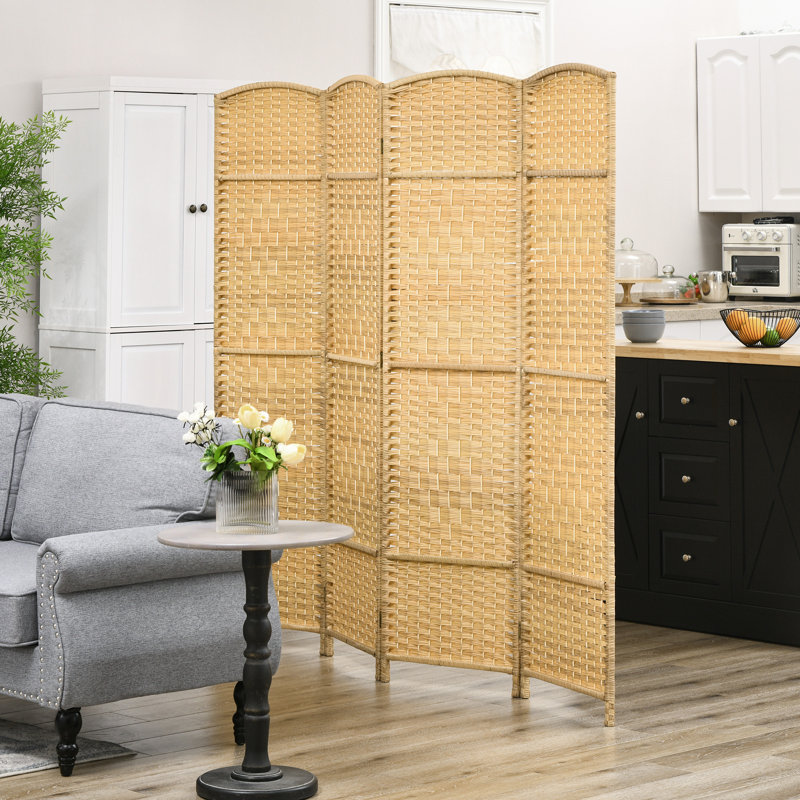 Cloison pliante en bois massif Sharod, H 70,9 po x l 70,9 po, Beige