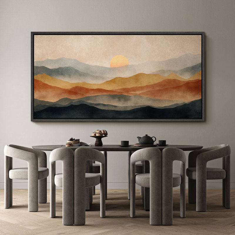 Grande impression sur toile encadrée, impression de paysage abstrait pour la décoration intérieure moderne, Noir