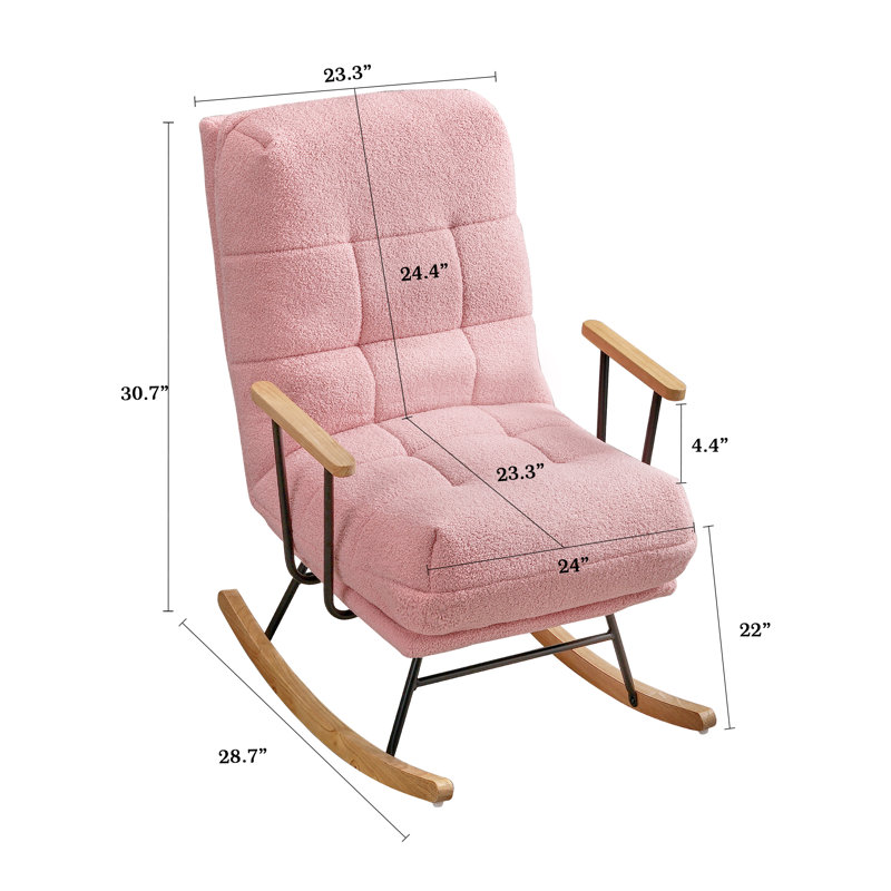 Fauteuil inclinable, oscillant et oscillant en tissu, Mélange de coton rose