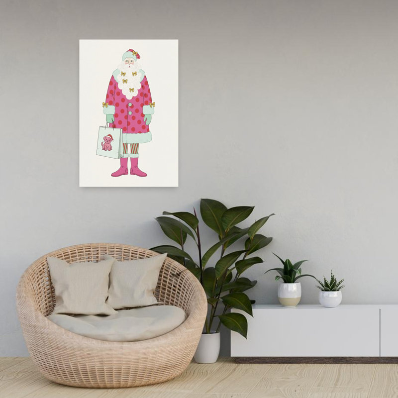 Whimsical Pink Santa by Andreas Magnusson - Wrapped Canvas Print, 60.96 cm H x 40.64 cm W
