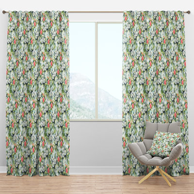 Floral Seamless pattern Flower - Farmhouse Velvet Curtain - Room darkening - 1 panel