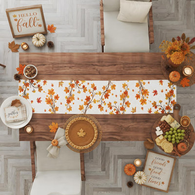 Chemin d'automne - Chemin de table feuille d'érable | Décorations d'automne pour la maison | Accessoires de décoration de table de l'Action de grâce pour articles de fête intérieurs et extérieurs
