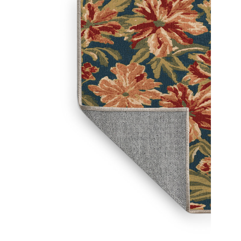 Tapis botanique brun lavable à la machine, Carré 8 pi