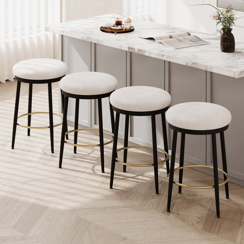 Yamanda 24.75" Modern Counter Stools, 4, White