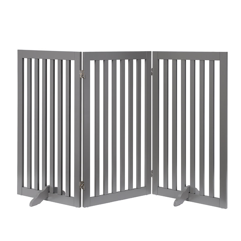 Wood Free Standing Pet Gate, Grey, 36" H 60" W