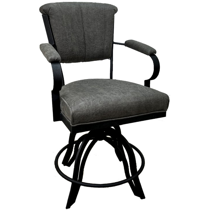 Tabouret de bar rotatif Racégal, Tabouret de comptoir (siège d'une hauteur de 26 p, Noir, Wapiti