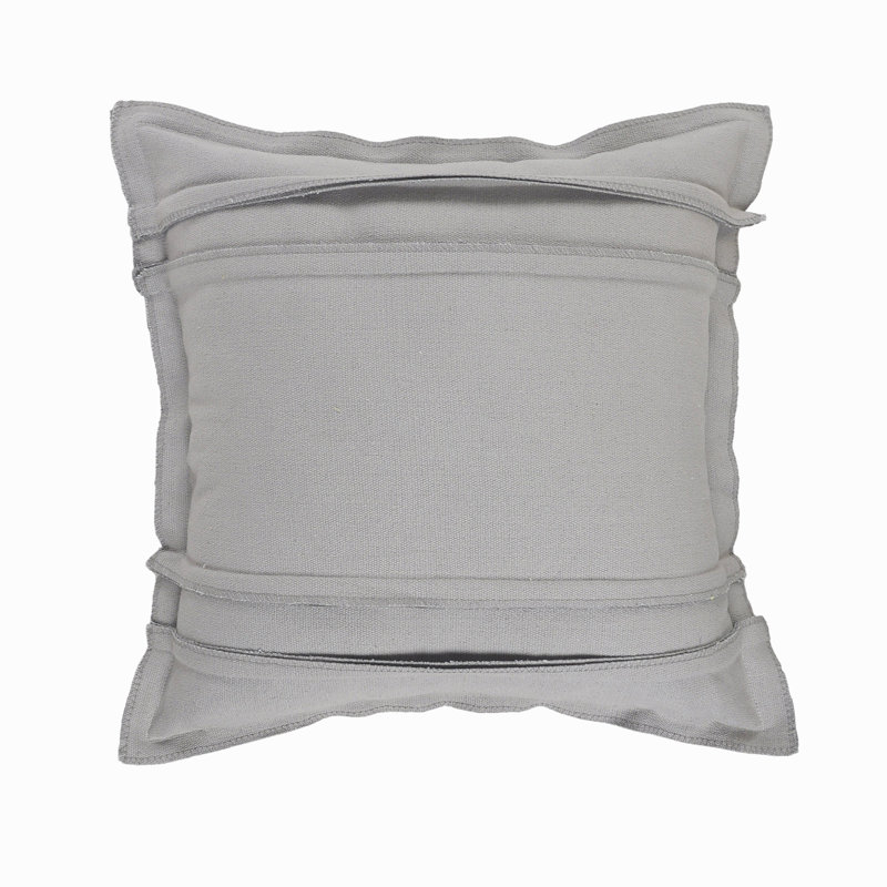 Housse de coussin faite à la main à rayures texturées gris clair / gris uni, Housse de coussin seulement - sans coussin