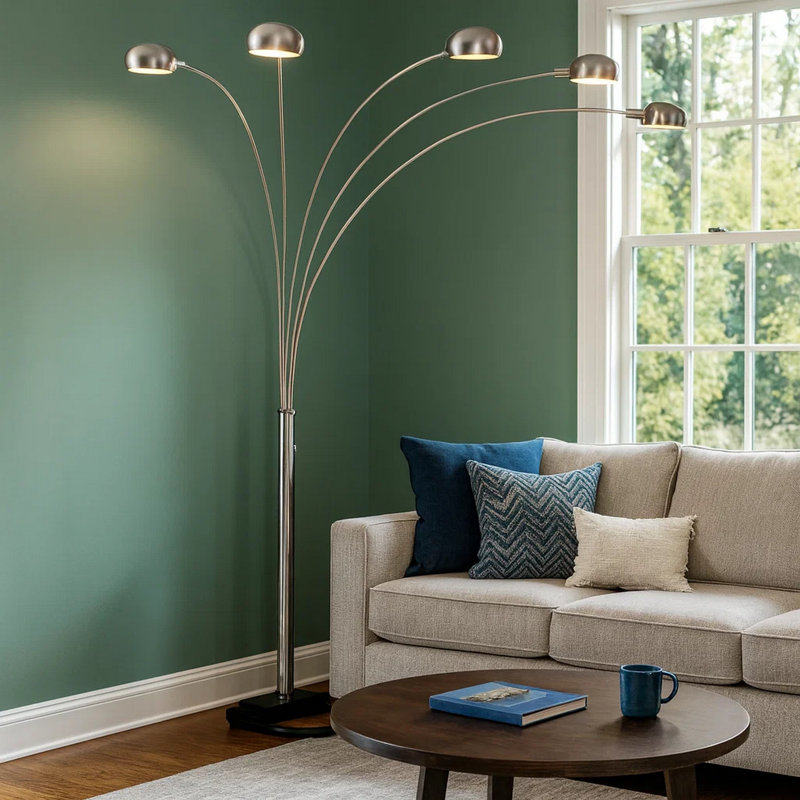 Lampe sur pied à branches 65 "Degenhard, Noir / argent