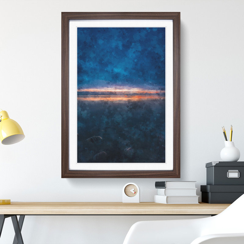 Horizon on the Beach - Framed Print, 63cm H x 45cm W x 2cm D, Walnut Framed