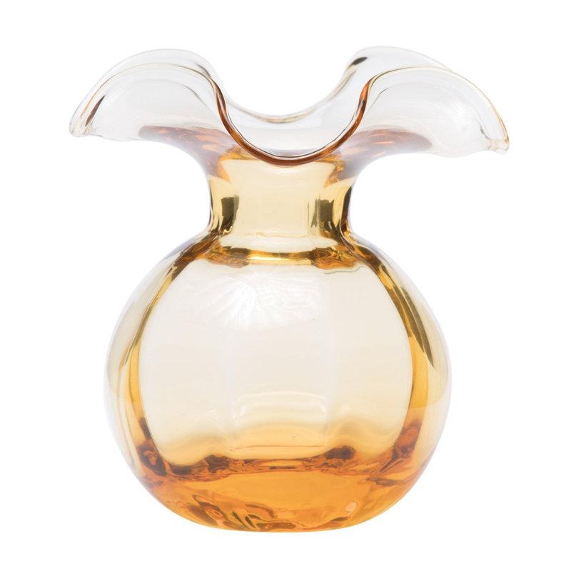 Hibiscus Handmade Glass Table Vase, Amber, 10" H x 9" W x 9" D