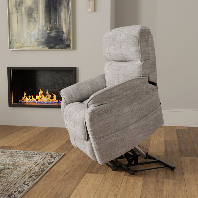 Fauteuil relevable moelleux en tissu colombe Lucie
