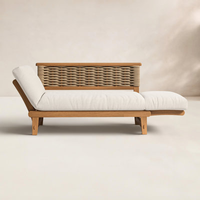 Decatur 79'' Wide Outdoor Teak Patio Daybed with SunbCushions