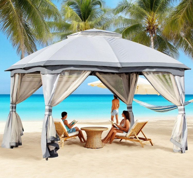 Gazebo Outdoor Gazebo, Patio Gazebo Canopy Shelter, Gray