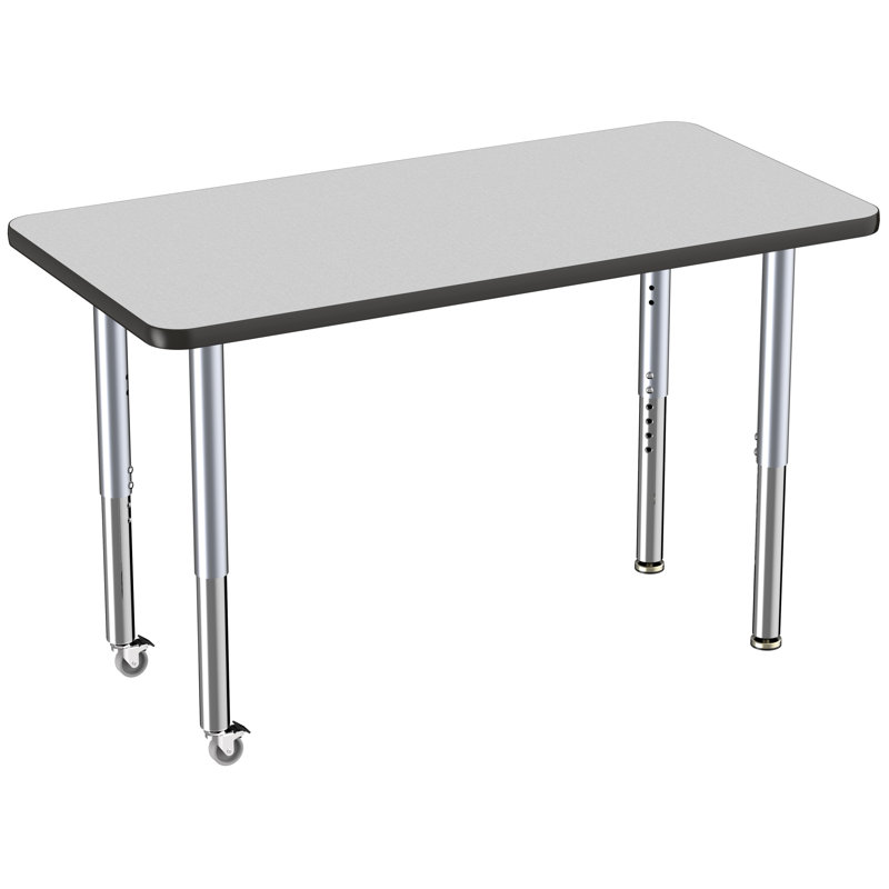 Table rectangulaire d'activité rectangulaire avec pieds réglables, 24 po x 48 po, Gris/noir, Super