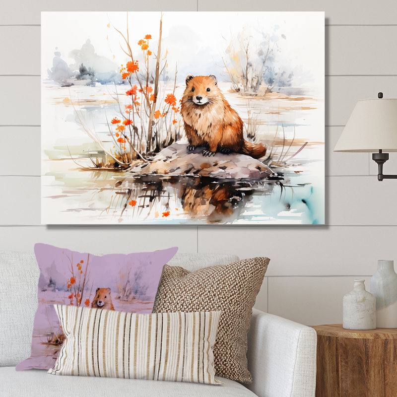 Watercolor Stream Serenity I - Art mural, Toile tendue, H 34 po x l 44 po x P 1,5 po