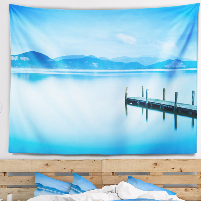 Seascape, belle jetée en tapisserie de mer, H 32 po x l 39 po
