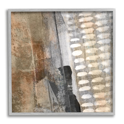 Composition abstraite, forme industrielle, teinte rouille - Peinture