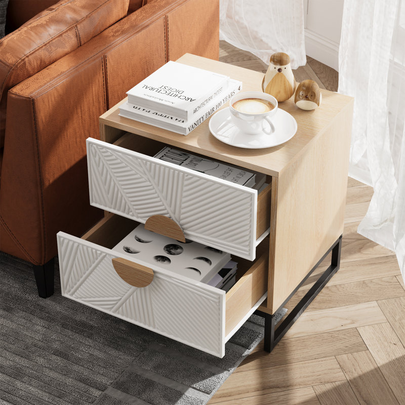 Table de chevet moderne à 2 tiroirs Sahan, Individuel