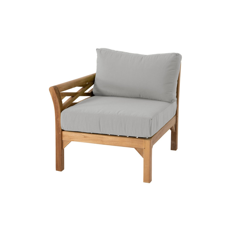 Kendrica Outdoor Teak One Arm Lounge Chair, Granite