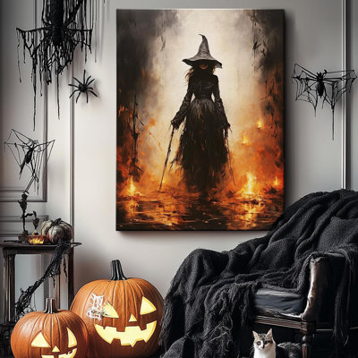 Canvas Wall Art - Vintage Witche Poster, Gothic Dark Academia Wall Decor, Spooky Halloween Decor For Living Room, Bedroom & Bathroom, Framed Fall Decorations Indoor