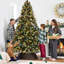 Arbre de Noël, décoration de Noël en pin givré artificiel pré-décoré avec pointes givrées, pommes de pin, baies, base en métal pour bureau de fête-1320091851