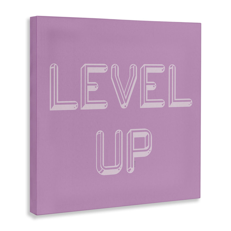 Level Up Purple & White Canvas, design by Yass Naffas Designs, 24" H x 24" W