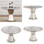 Table de salle à manger ronde de 47 po à motif de marbre, table de salle à manger moderne à base en métal argenté, table seulement-594343592