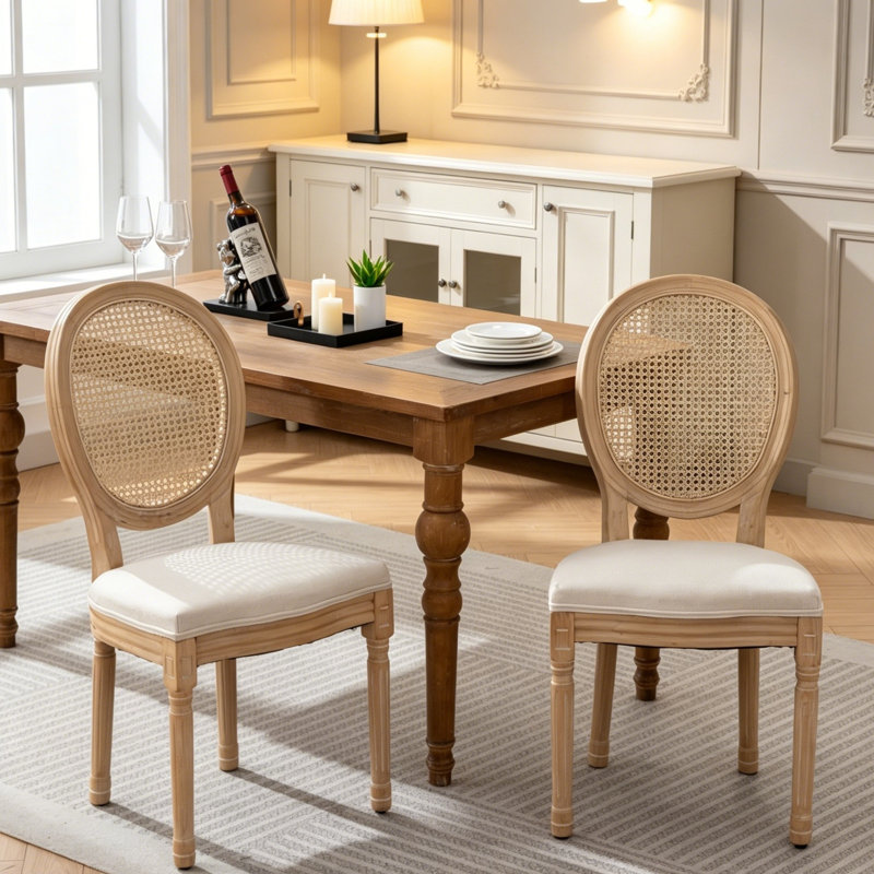 Amando 19.7'' H Upholstered Side Chair, Beige, Oak Wood