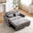 Full Size Bed, Linen Upholstery, Extra Heavy Duty Frame Convertible Chair 2 Seat Design, Practical Storage Solution