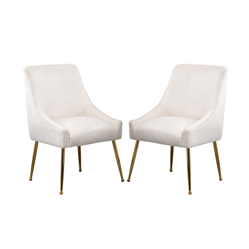 Chaise d'appoint en velours 21,25 po Khivi, Blanc