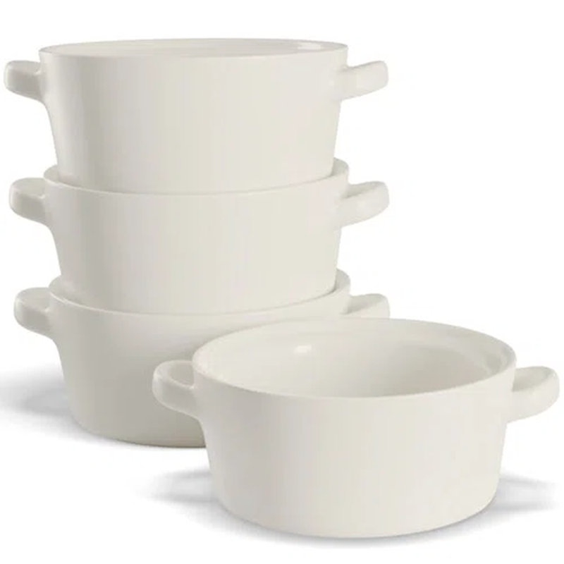bocaux à soupe kook, bols empilables en céramique, ensemble de 4, Blanc