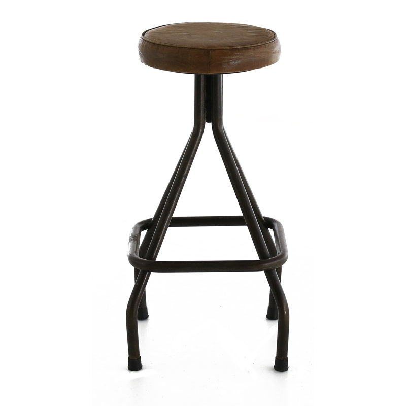 Braun Upholstered Counter Stool with Metal Frame