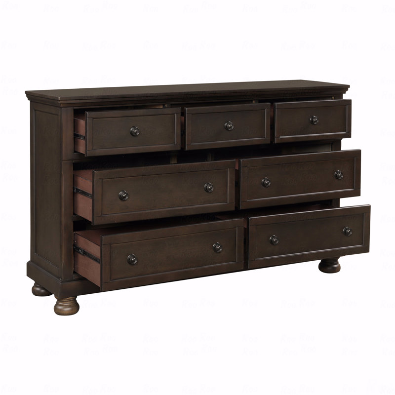 Commode 1Pc de 7 tiroirs au design traditionnel brun