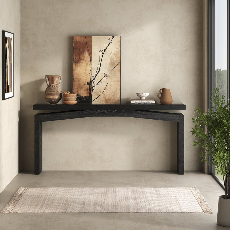 63-Inch Wood Console Sofa Table For Entryway Living Room, Black