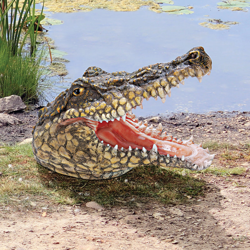 Naturalistic Resin Crocodile Statue Set of Two