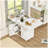 47" Wood Folding Dining Table with storage rack and cabinet, Removable Entryway Table with 6 Wheels, White Marble Color Kitchen Island, Side Table and Coffee Table Versatile Table Space Saving
