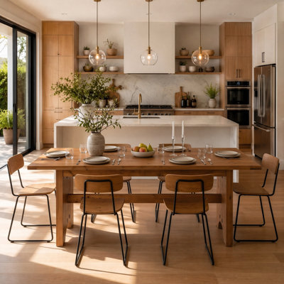 63" Farmhouse Solid Wood Dining Table for 6