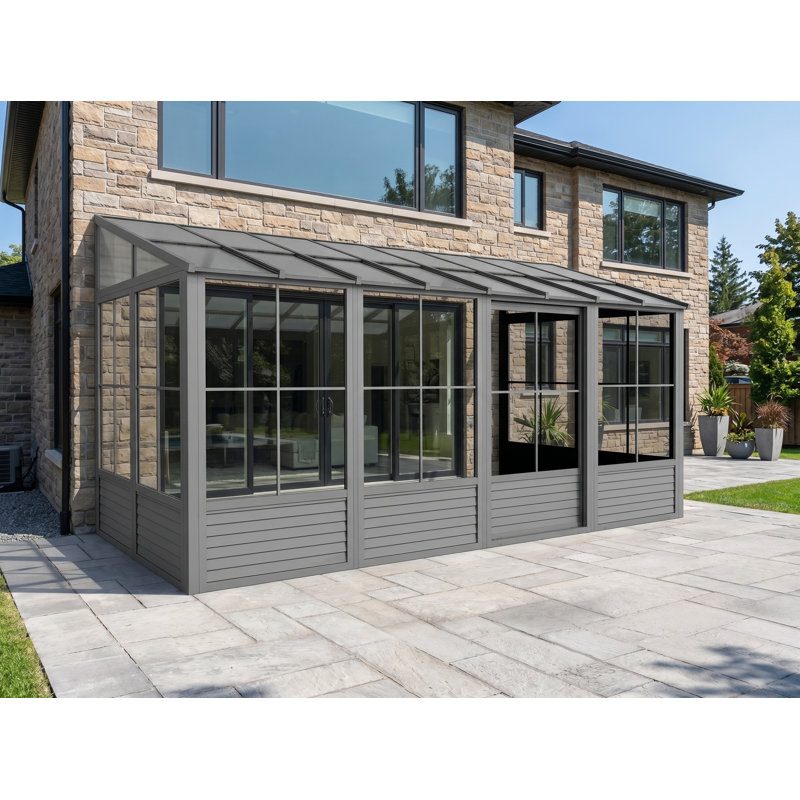 Gazebo Penguin Florence Solarium Mural 10 Pi x 16 Pi Toit De Polycarbonate En Ardoise, Gris, de l 16 pi x P 10 po