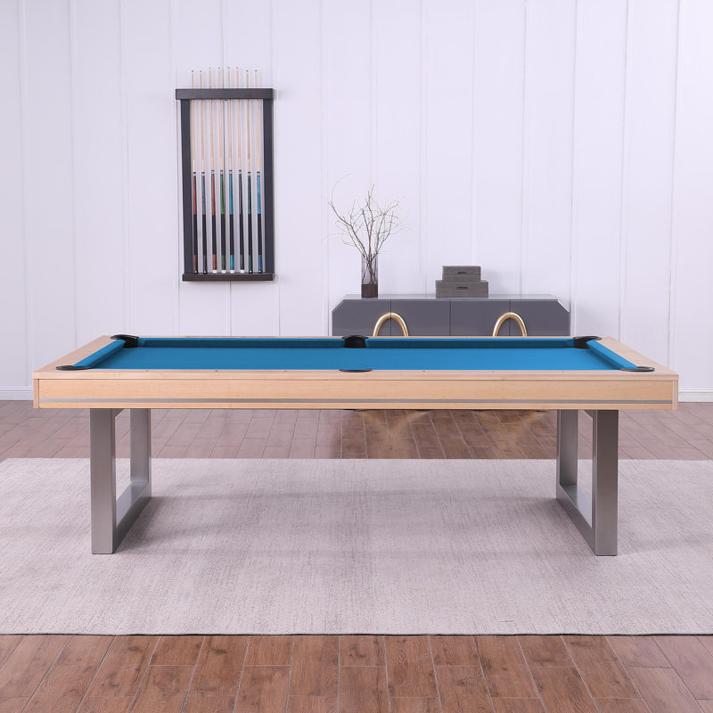 Table de billard en bois massif avec plateau de salle à manger Harmony, Bleu tournoi, Chêne Naturel, 8'