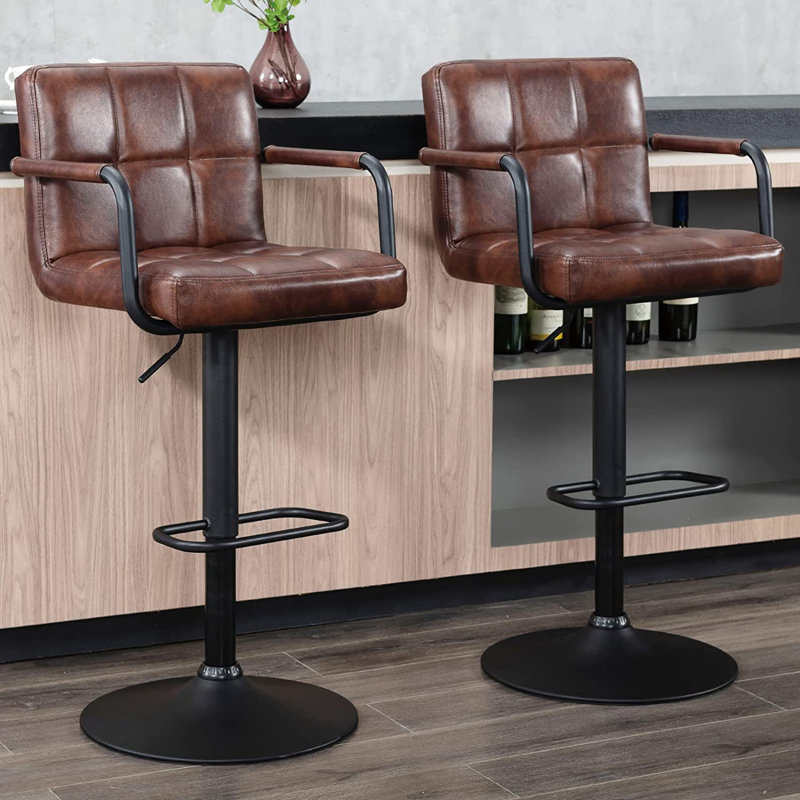 Tabouret de bar Penacook, Marron foncé, Noir