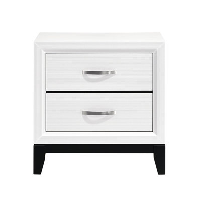 White Finish Nightstand With 2 Drawers For Bedroom - Modern Contemporary In Hue