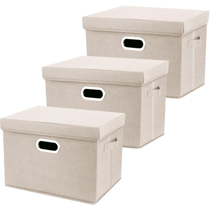 Ebern Designs Fabric Decorative Bin, Beige