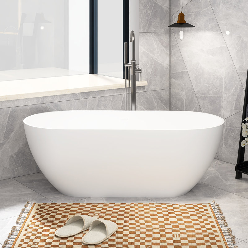 62.9'' x 29.52'' Soaking Solid Surface Bathtub